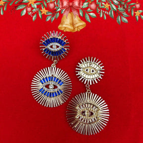 Festive Blue Evil Eye Earring