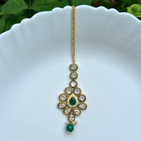 Ujawala Green  Kundan jewellery Set