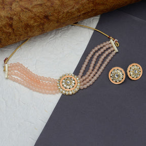 LAIDA Gold-Plated Kundan-Studded & Beaded Jewellery Set