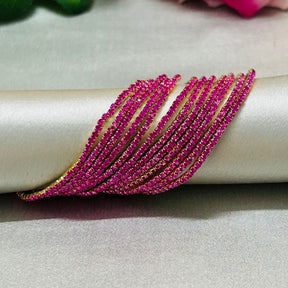 Stretchable Fuschia Pink Gold - Plated Bracelet - Pack of 12