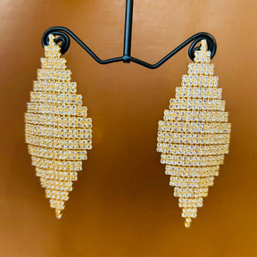 Golden American Diamond Chandelier Earrings