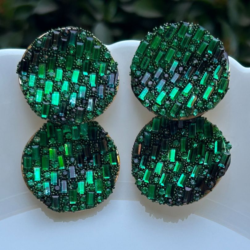 Bling Blogger Green Layered Earrings