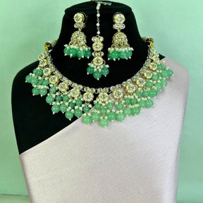 Ishika Mint Green Kundan Necklace Set