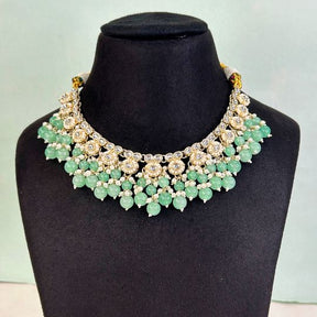 Ishika Mint Green Kundan Necklace Set