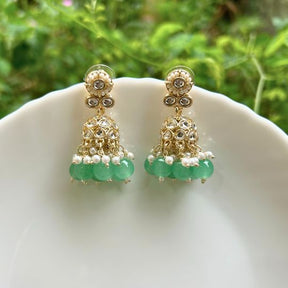 Ishika Mint Green Kundan Necklace Set