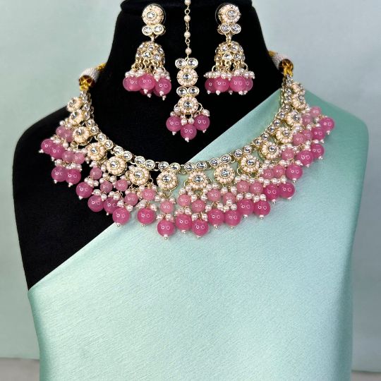 Ishika Pink Kundan Necklace Set