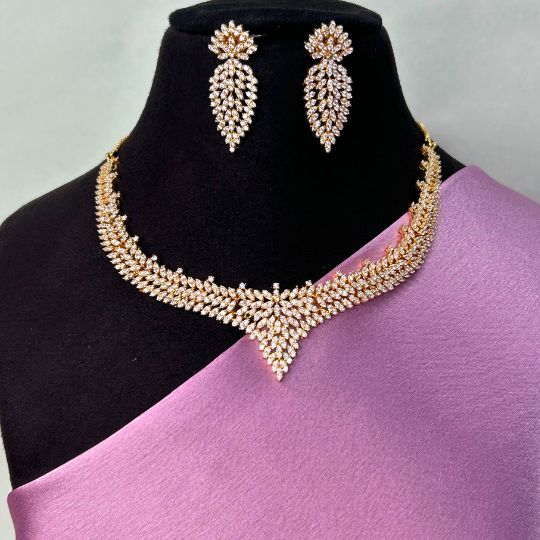 Dace 18K Gold Plated American Diamond Necklace Set