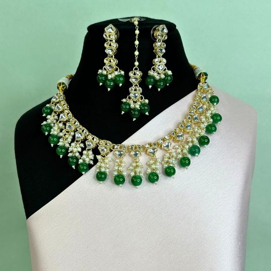 Mihira Green Indo-Western Necklace Set