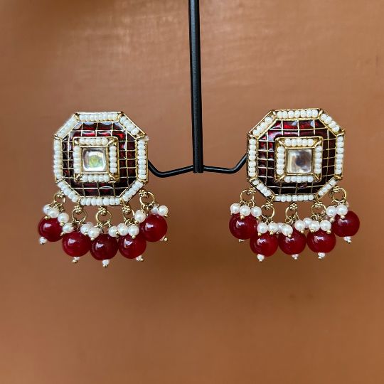 Zuni Maroon Stud Earrings