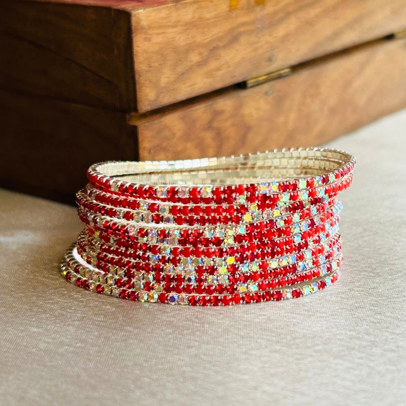 Stretchable Red Multi Bracelet