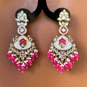 Adhaya Fuchsia Pink Designer Chandballis Earrings