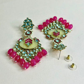 Adhaya Fuchsia Pink Designer Chandballis Earrings