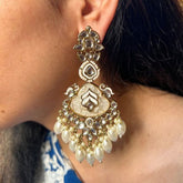 Adhaya Designer White Chandbalis Earrings