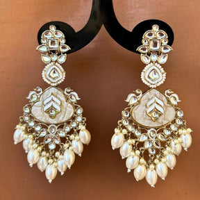 Adhaya Designer White Chandbalis Earrings