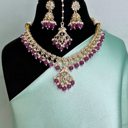 Bindi Purple Indo-Western Necklace Set