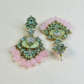 Adhaya Designer Baby Pink Chandballis Earrings