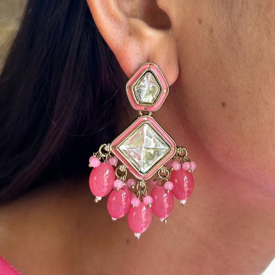 Sakhi Kundan Coral Earrings