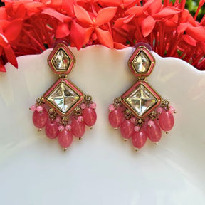 Sakhi Kundan Coral Earrings