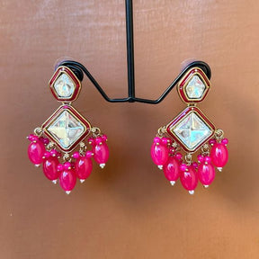 Sakhi Kundan Coral Earrings