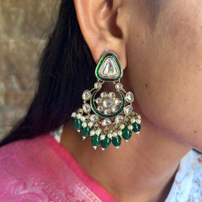 Adrika Emerald Green Chandbalis Earrings