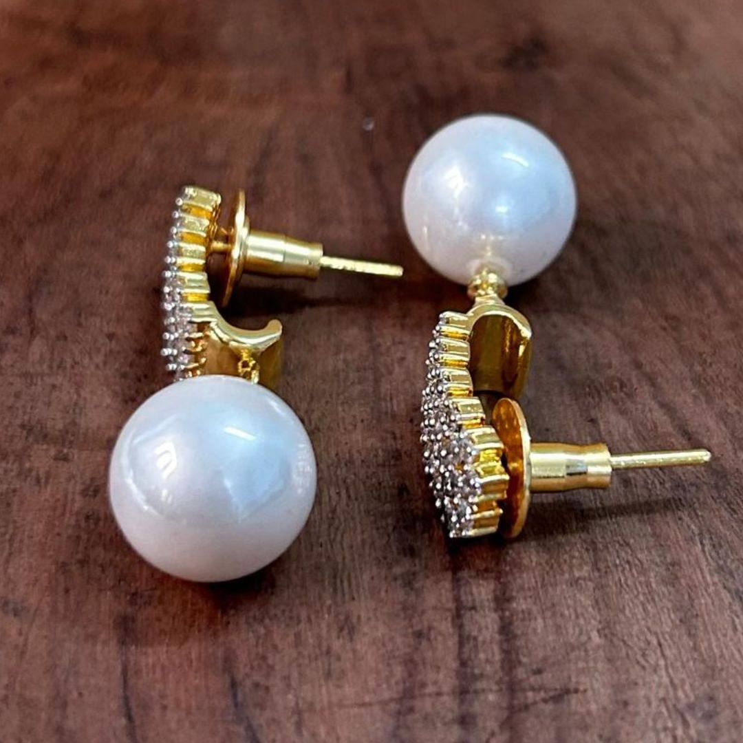Sparkle Pearl CZ Earrings