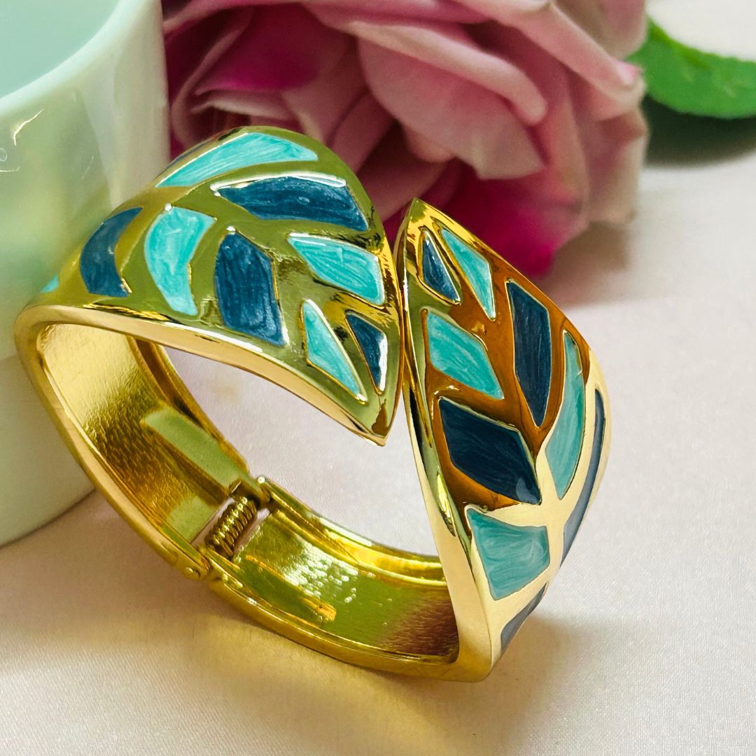 Blue Turquoise Leaf Shaped Bracelet