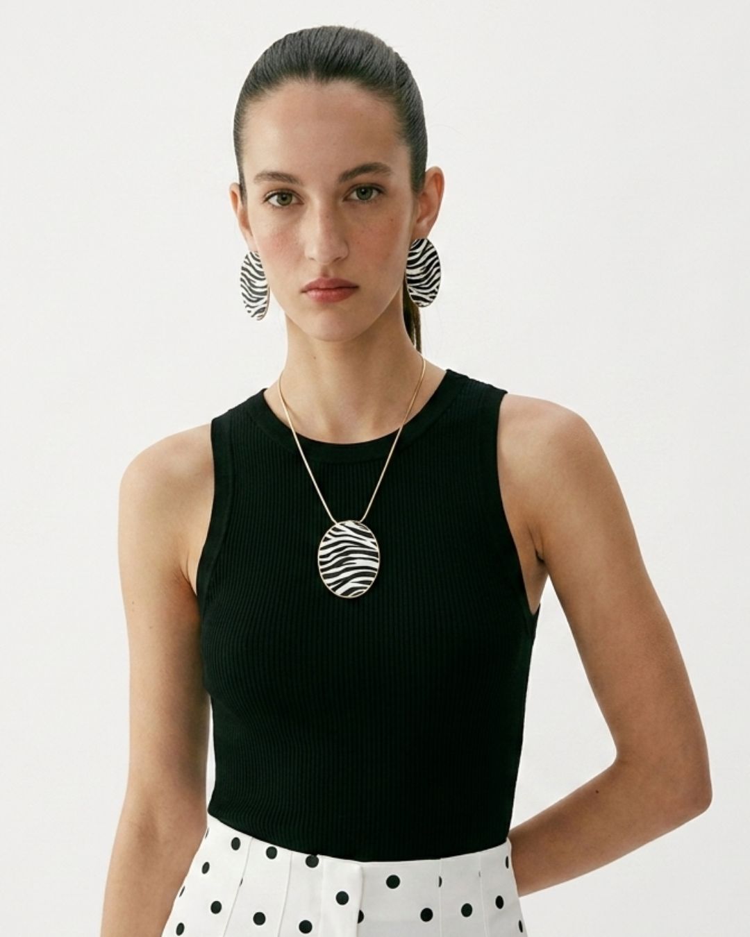 Zebra Print Oval Drop Earrings