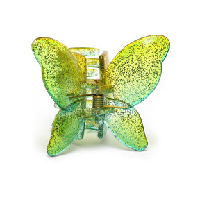 LAIDA Set of 3 Butterfly sparkle Ombre shaded Claw Clips - Green, Blue & Gold