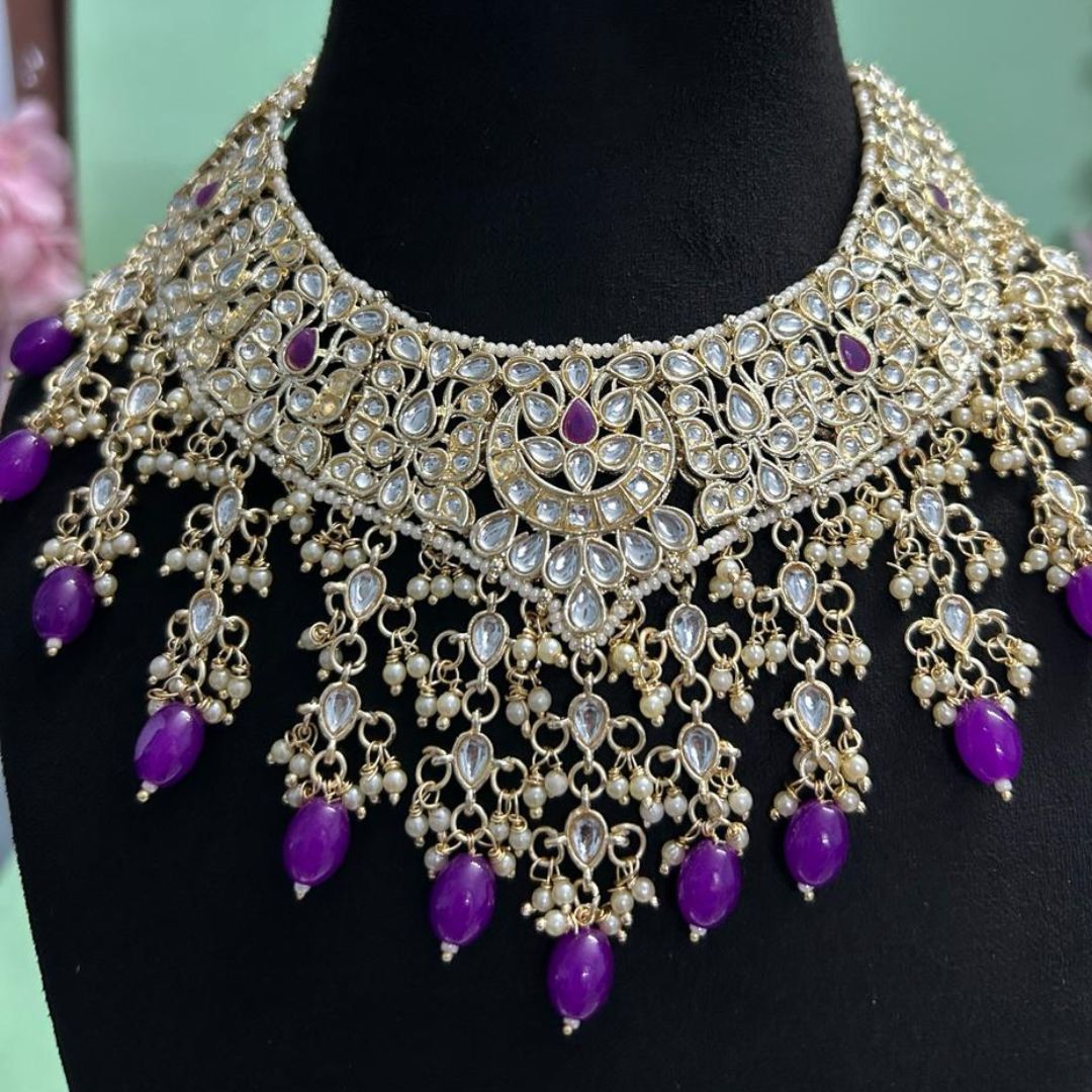 Deetya Purple Kundan Set