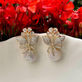 Blossom Pearl CZ Designer Earrings