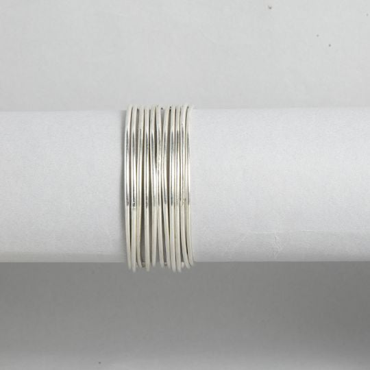 Laida Set of 12 German Silver Silver-Plated Oxidised Bangles