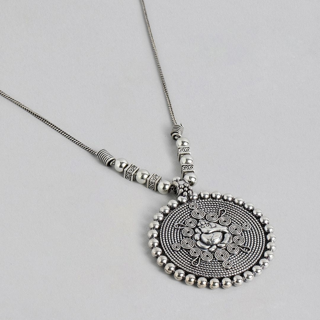 Laida German Silver Silver-Plated Oxidised Necklace