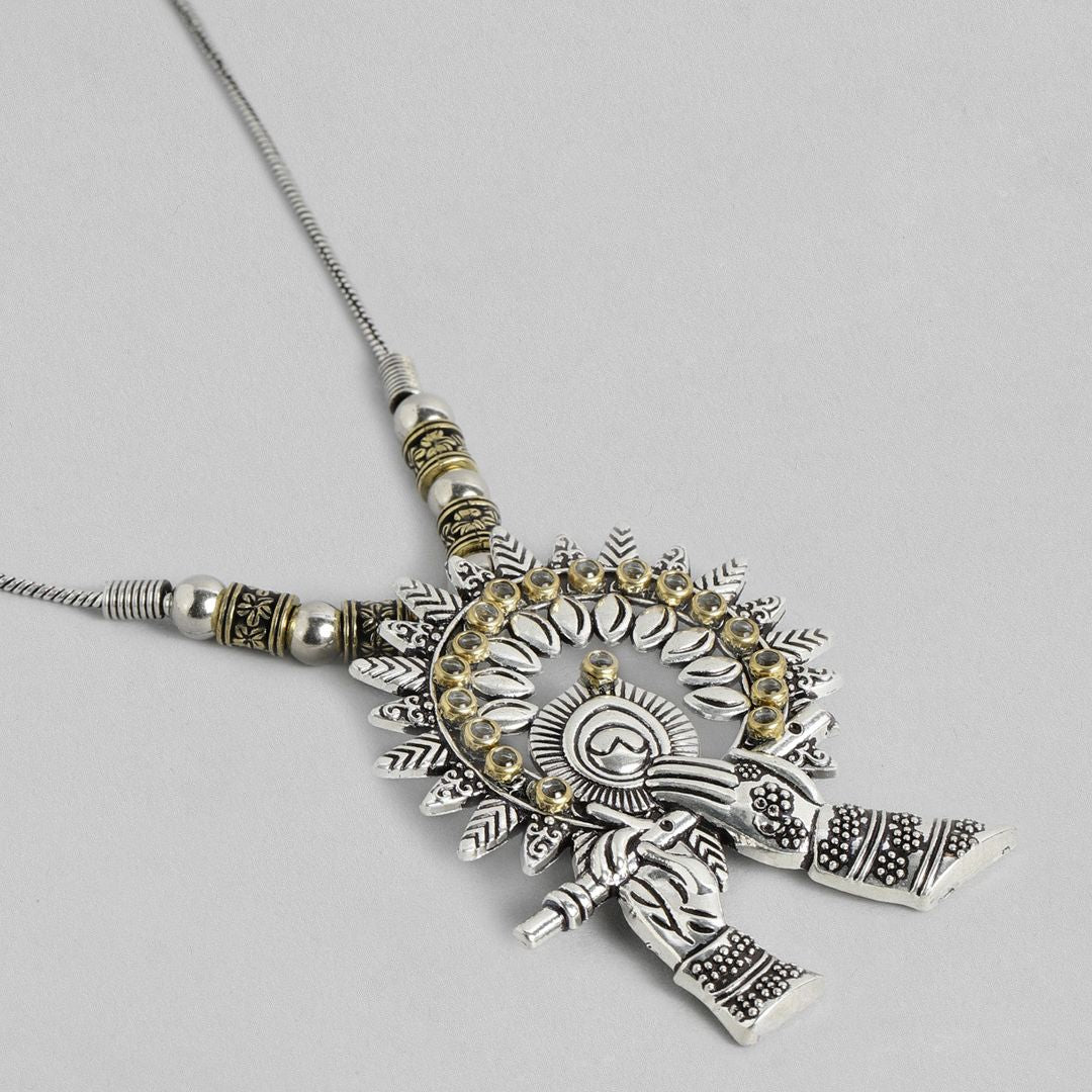 Laida German Silver Silver-Plated Oxidised Necklace