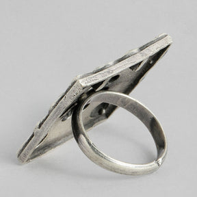 Laida Silver-Plated Oxidised Adjustable Finger Ring