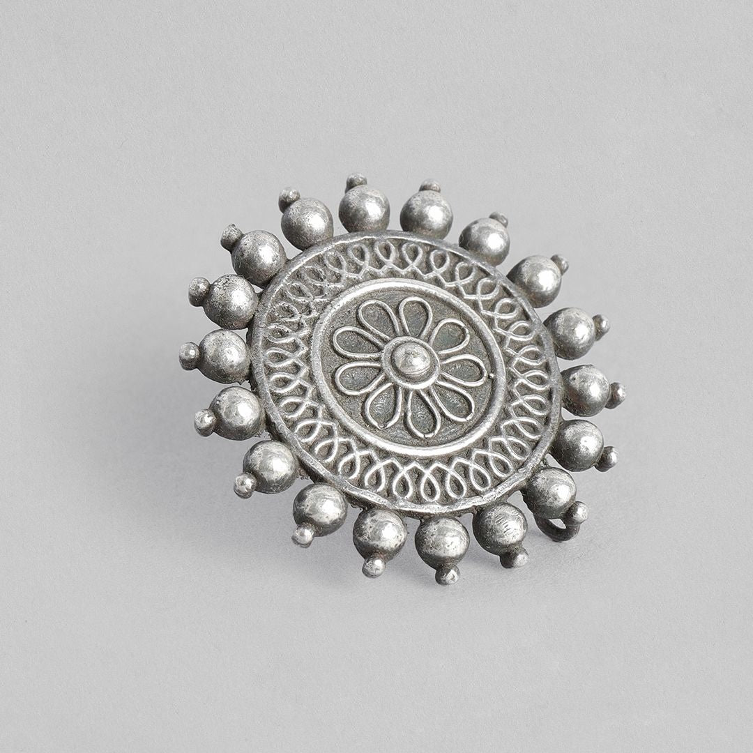 Silver-Plated Oxidised Circular Studs