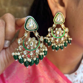 Adrika Emerald Green Chandbalis Earrings