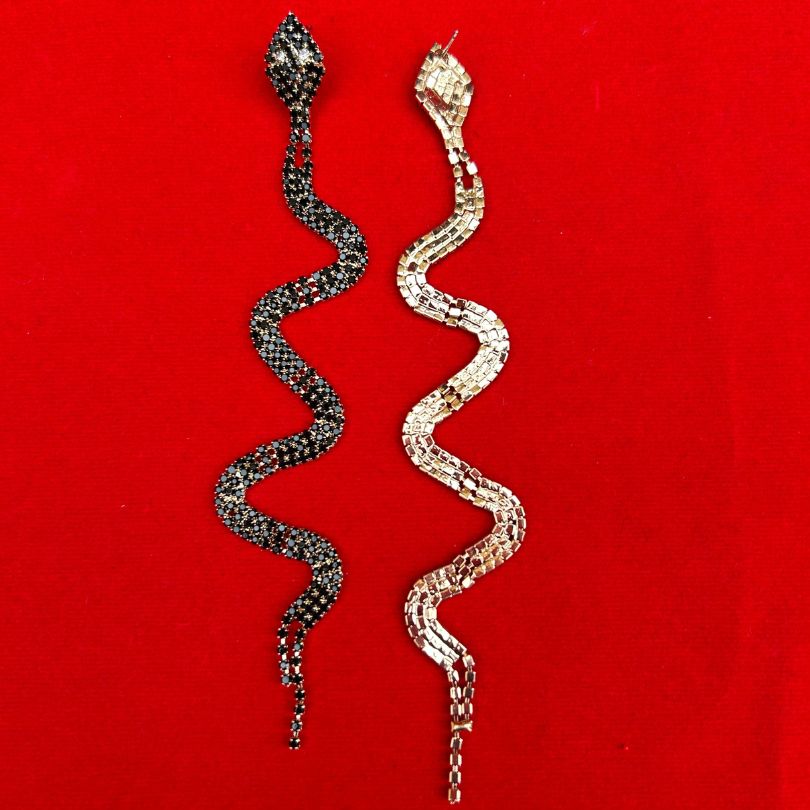 Bling Snake Black Earring