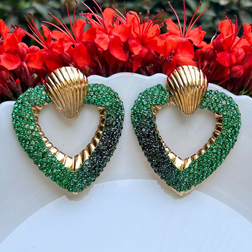 Bling Blogger Envy Green Heart Earrings