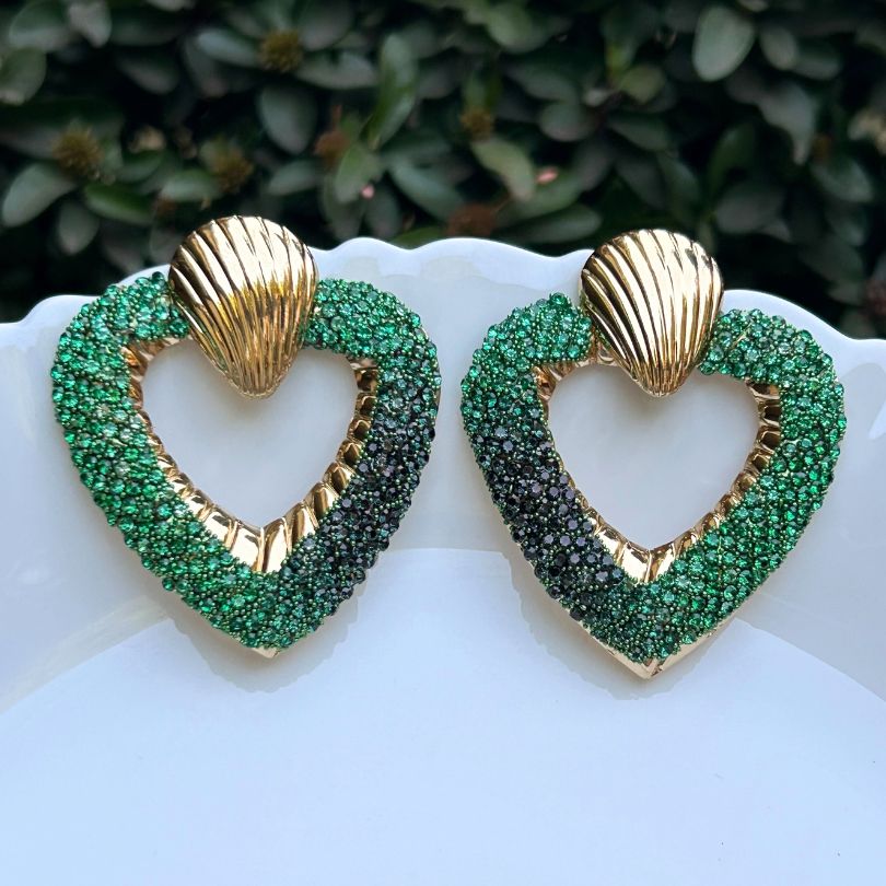 Bling Blogger Envy Green Heart Earrings