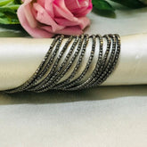 Stretchable Rhodium-Plated Black Rainbow Bracelet - Pack of 12
