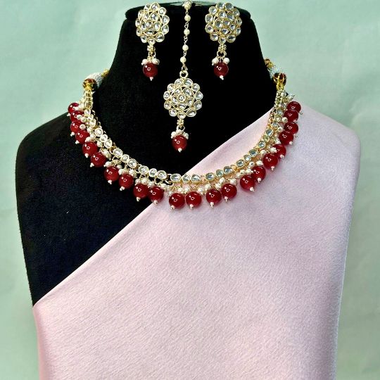 Tula Red Indo-Western Necklace Set