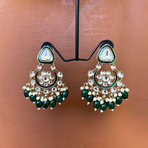 Adrika Emerald Green Chandbalis Earrings