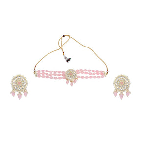 LAIDA Gold-Plated Stone-Studded & Pearl Beaded Jewellery Set