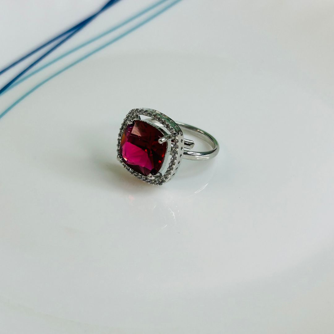 Ruby Square AD Finger Ring