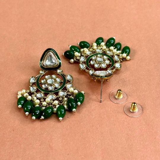 Adrika Emerald Green Chandbalis Earrings