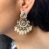 Adrika White Chandbalis Earrings