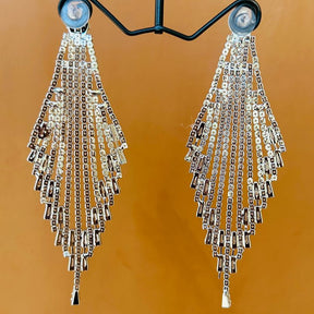 Silver American Diamond Chandelier Earrings