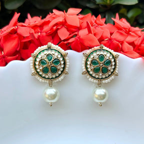 Rutvi Green Stud Earrings