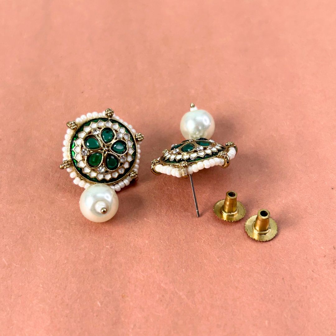 Rutvi Green Stud Earrings