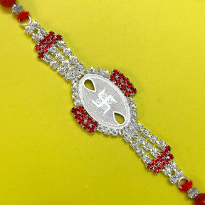 Swastik American Diamond Rakhi with Roli and Chawal